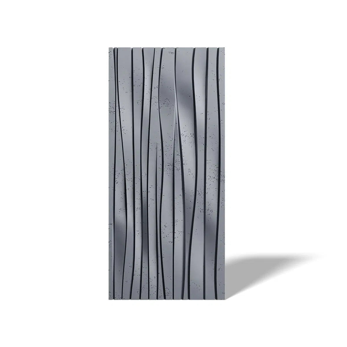 Concrete 3D Wall Panel WAVES Anthracite B8 on white background DecorMania.eu