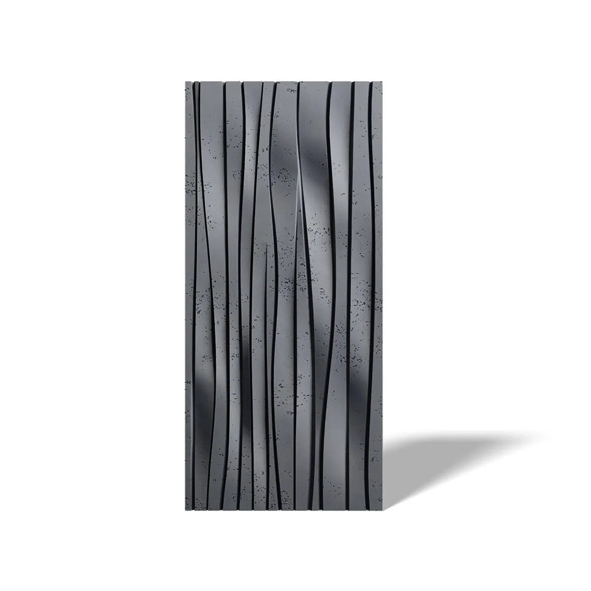 Concrete 3D Wall Panel WAVES black B15 on white background DecorMania.eu
