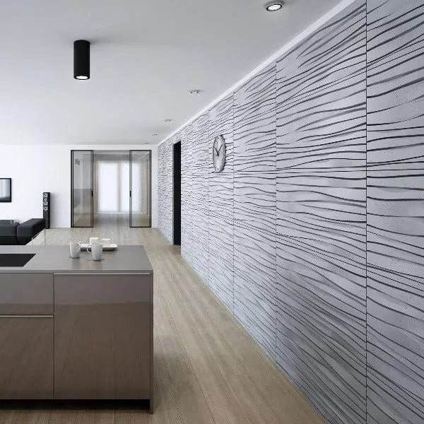 Concrete 3D Wall Panel WAVES textured accent wall DecorMania.eu