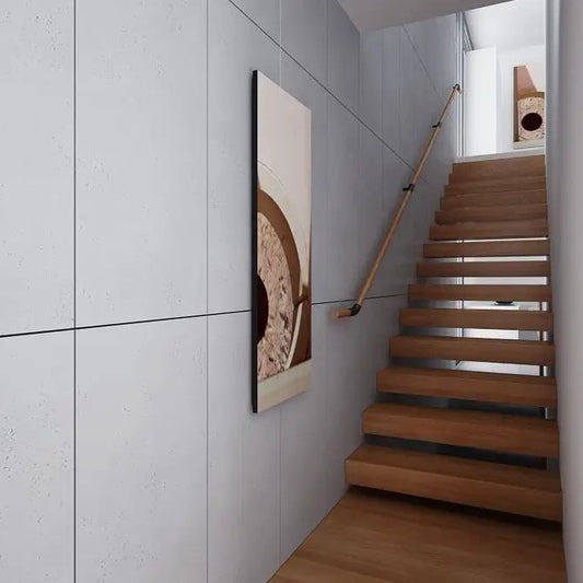 Concrete Wall Panel INTERIOR in grey and white colour modern space with wooden stairs 100 x 50 cm DecorMania.eu