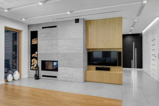 Concrete Wall Panel INTERIOR in modern living room space 120 x 60 cm DecorMania.eu