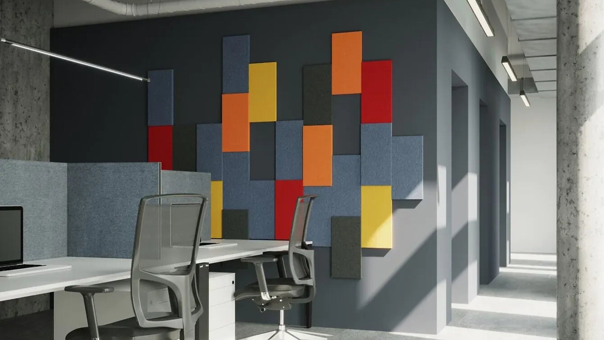 Fluffo FIRE-RESIST Acoustic Wall Panel in office interior