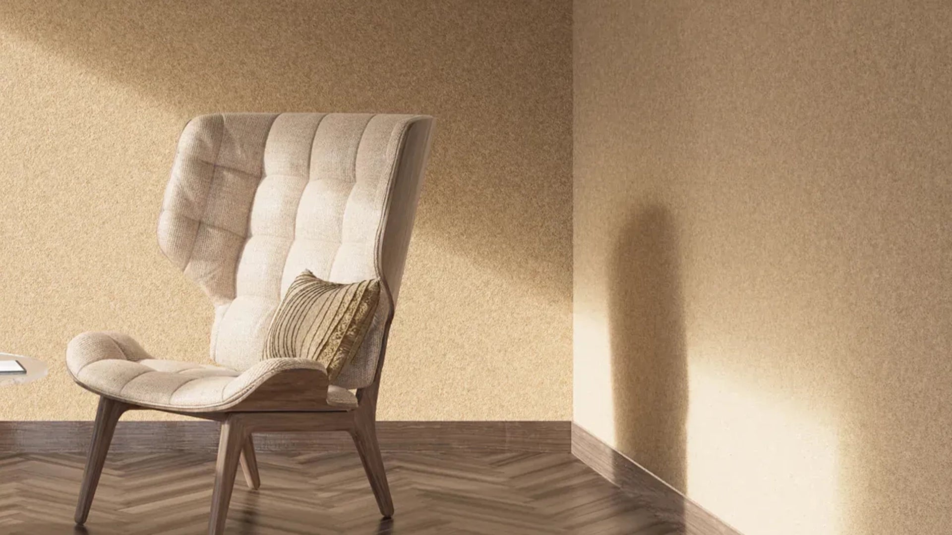 Plain Acoustic Wallpaper Wool Fluffo after