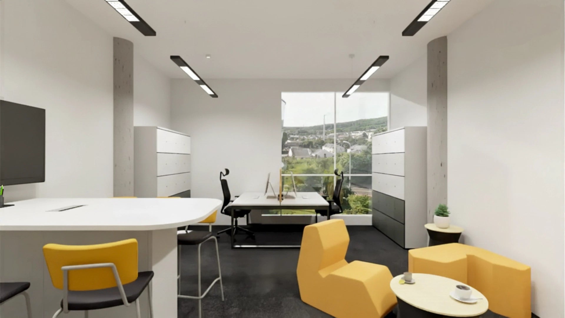 Fluffo WEB Acoustic Curtains transformation in office interior