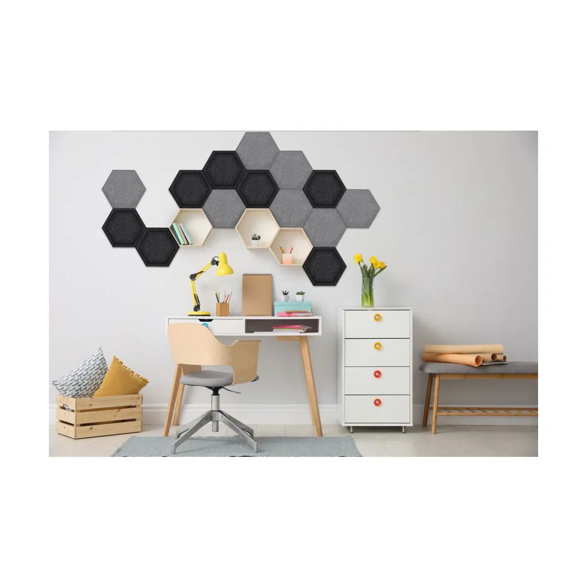 HEXA Felt 2D Panel - GREY - DecorMania.eu