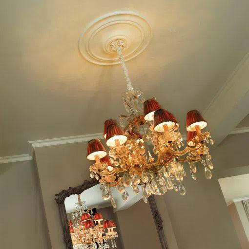 JULIA (R15) ARSTYL Ceiling Rose with a gold chandelier | DecorMania.eu