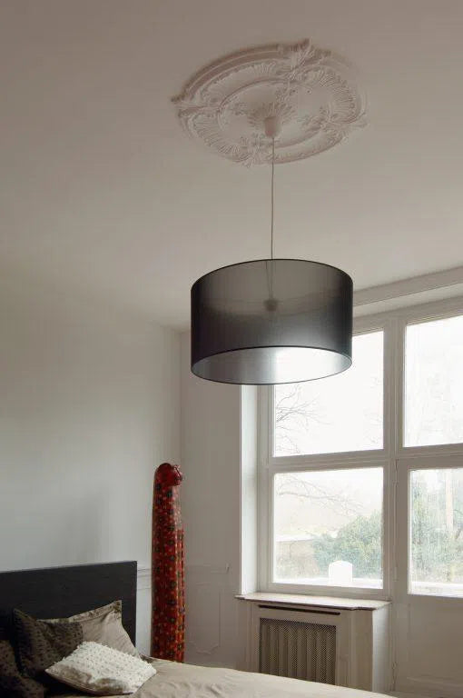 LAURA (R24) ARSTYL Ceiling Rose with a modern black pendant light DecorMania.eu