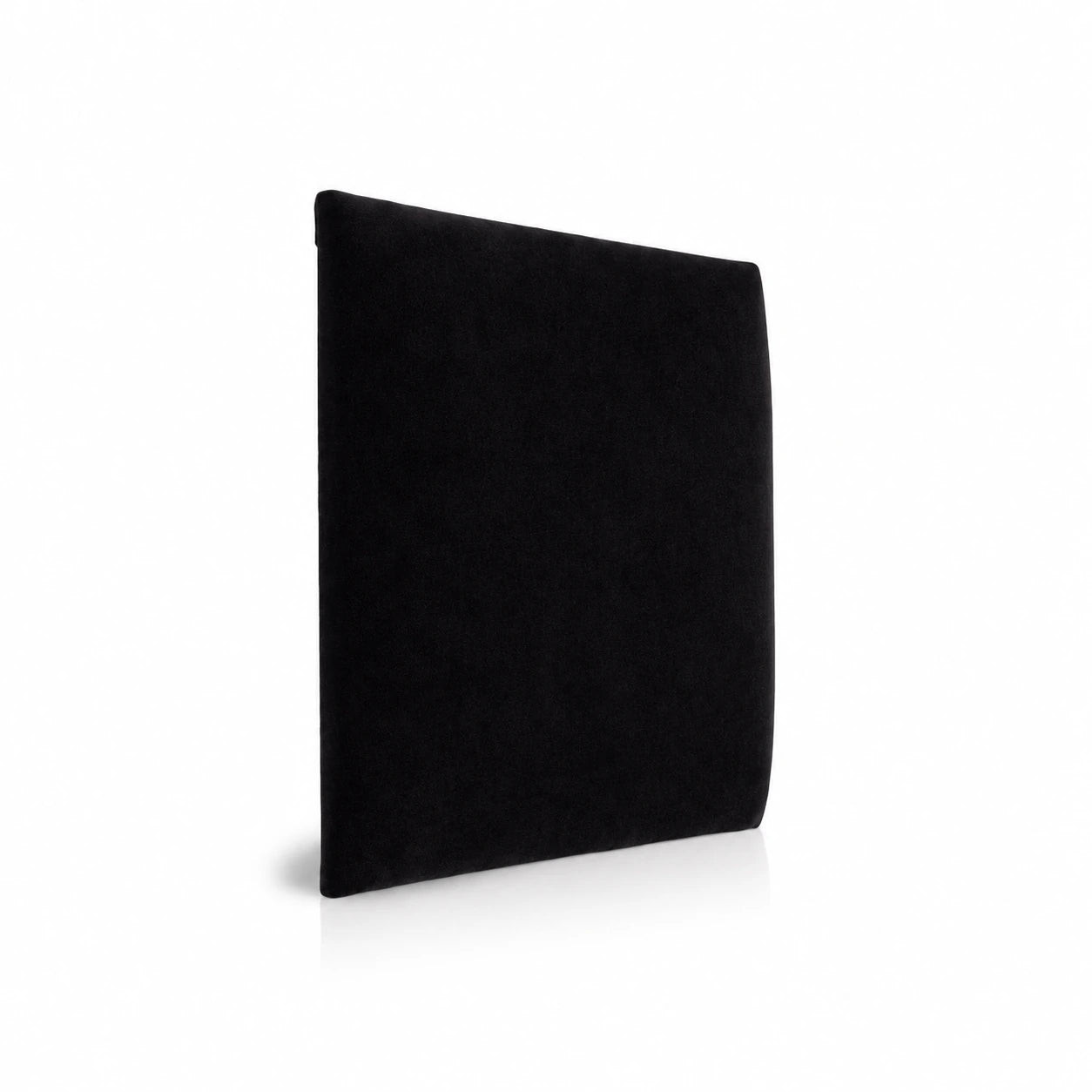 Black upholstered padded wall panel in soft fabric finish