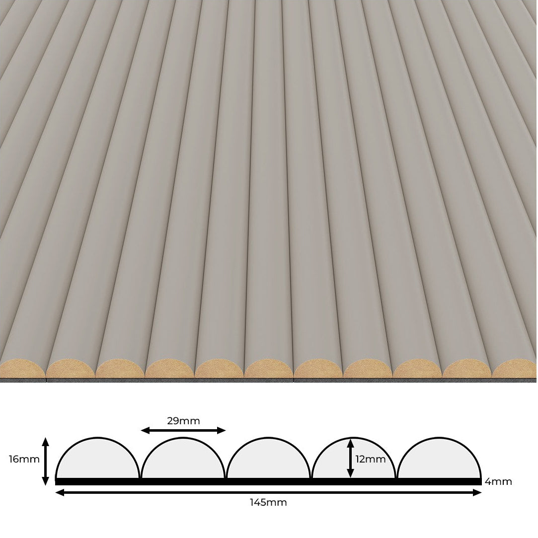 Technical drawing of fluted cahmere panels close up