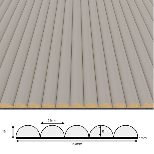 Technical drawing of fluted cahmere panels close up