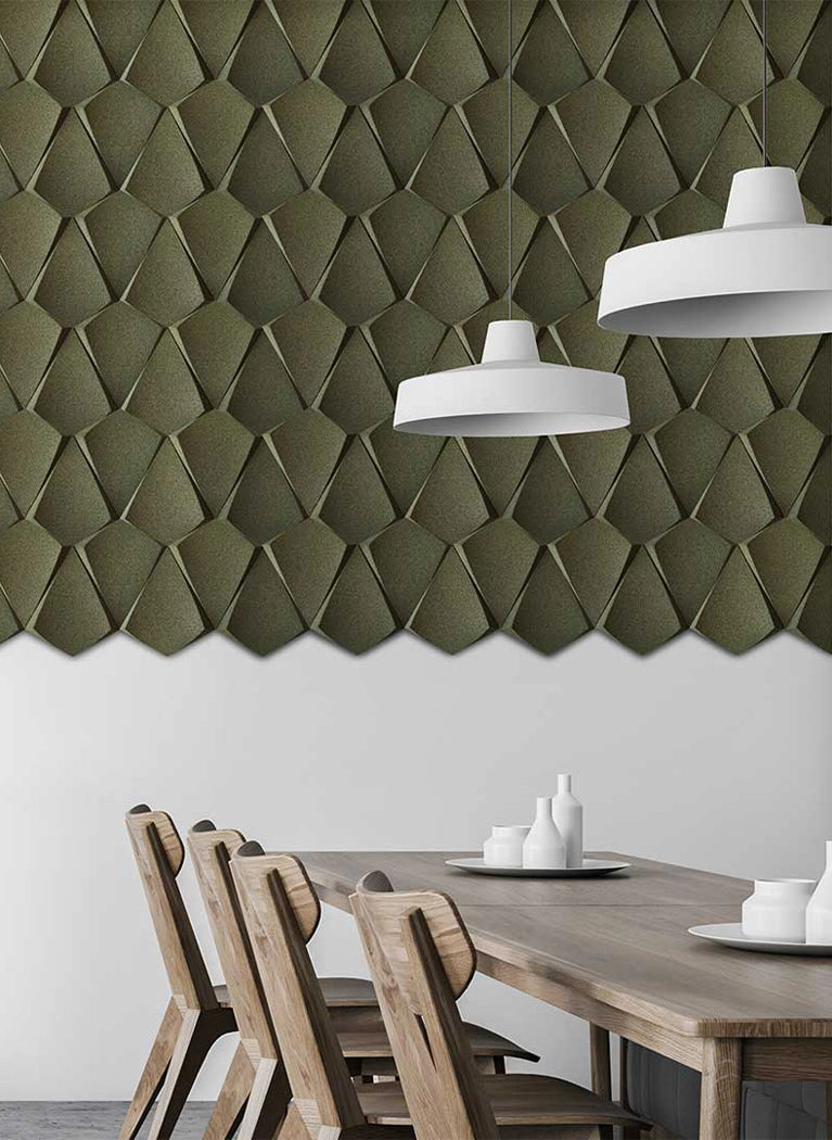 3D Cork Acoustic Wall Panels in restaurant interior