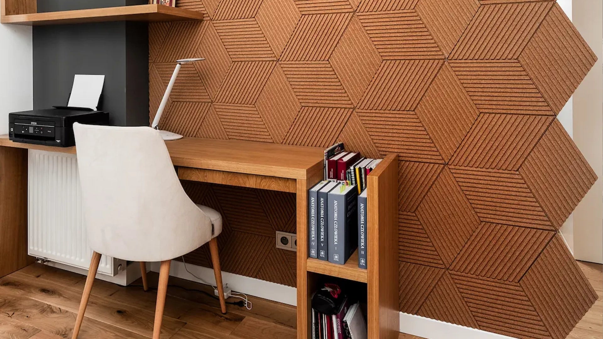 DIAMOND STRIPE 3D Cork Acoustic Panels in office interior - DecorMania.eu