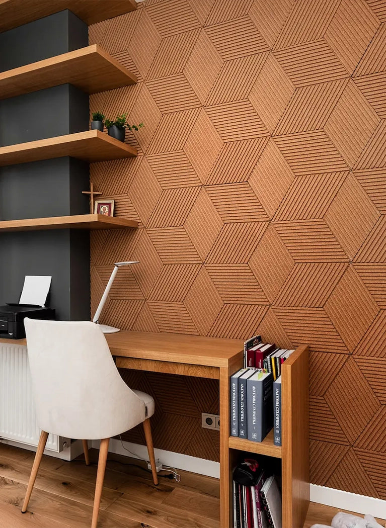 DIAMOND STRIPE 3D Cork Acoustic Panels in office interior - DecorMania.eu