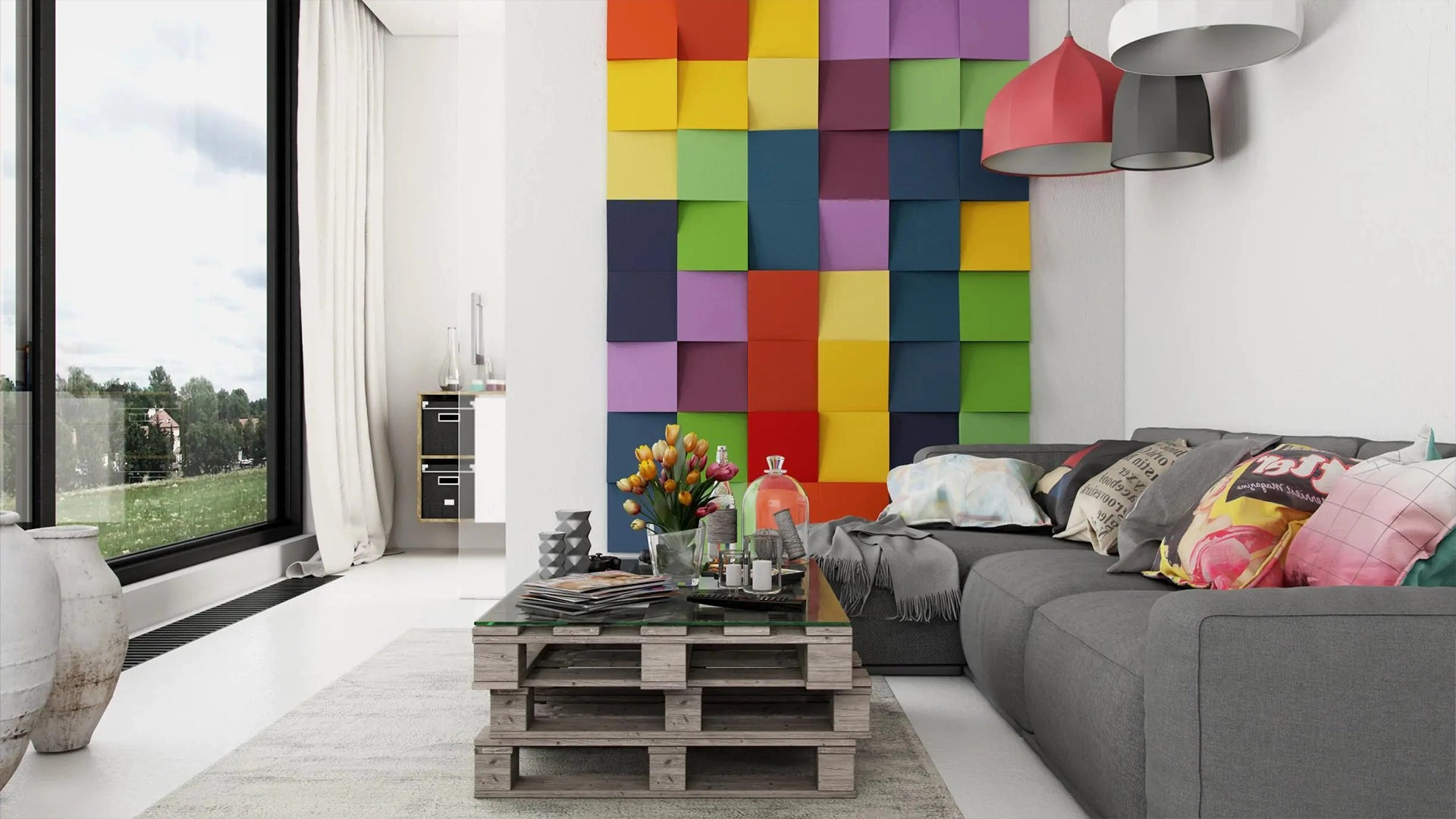 3D Soft Acoustic Wall Panels in colorful interior Decormania
