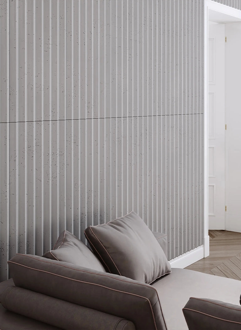 3D Concrete Wall Panel GROOVER S living room accent wall DecorMania.eu