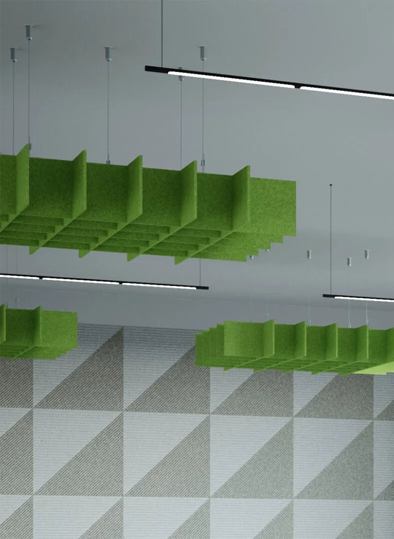 3D Felt Acoustic Ceiling Baffles - CIRCLE in grey interior Decormania EU