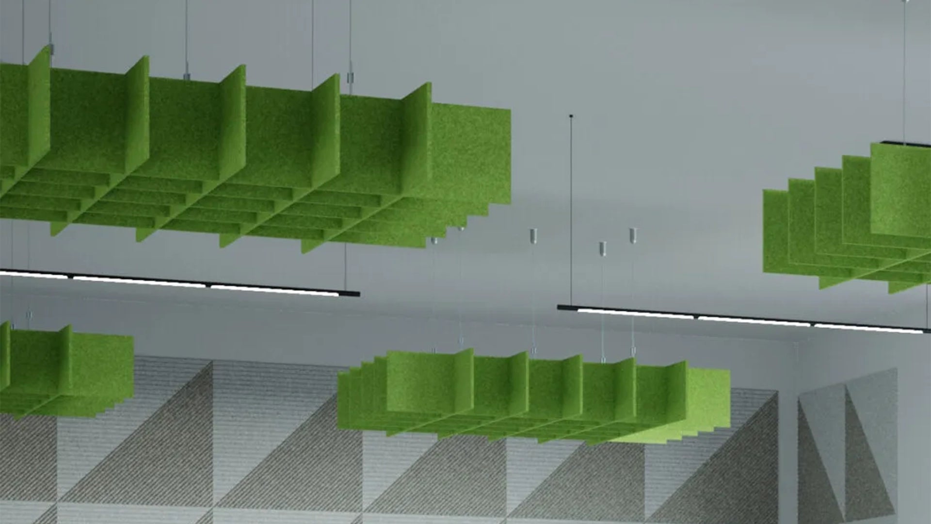 3D Felt Acoustic Ceiling Baffles - CIRCLE in grey interior Decormania EU