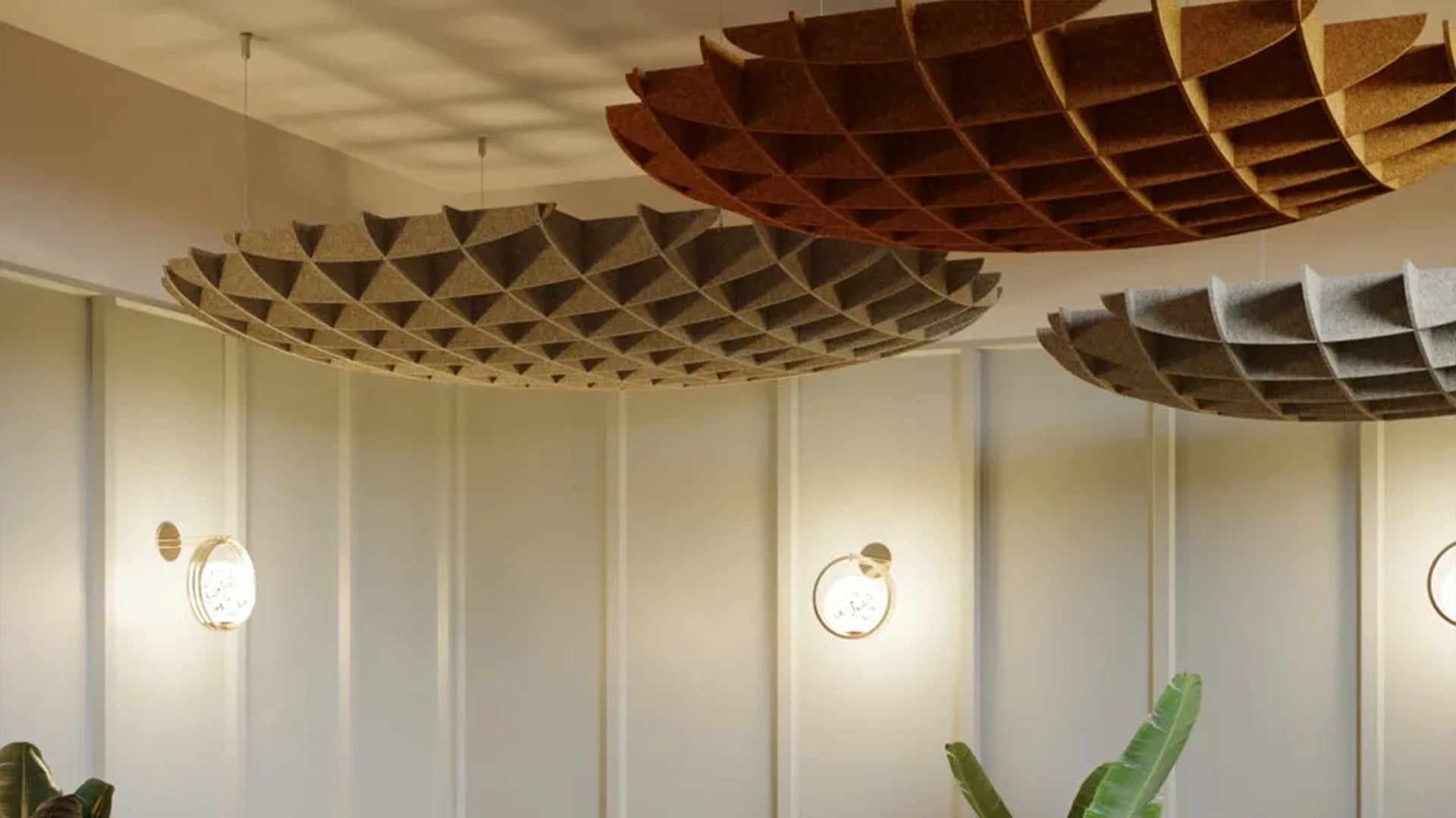 3D Felt Acoustic Ceiling Baffles - CIRCLE in cozy interior Decormania EU