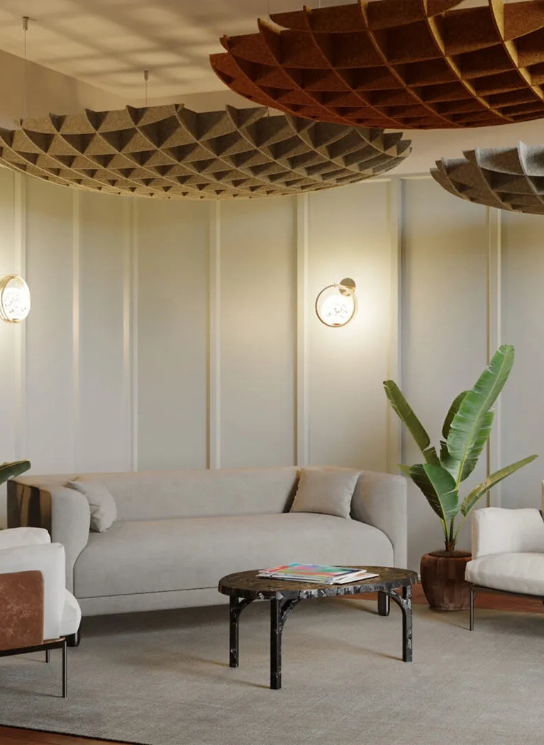 3D Felt Acoustic Ceiling Baffles - CIRCLE in cozy interior Decormania EU
