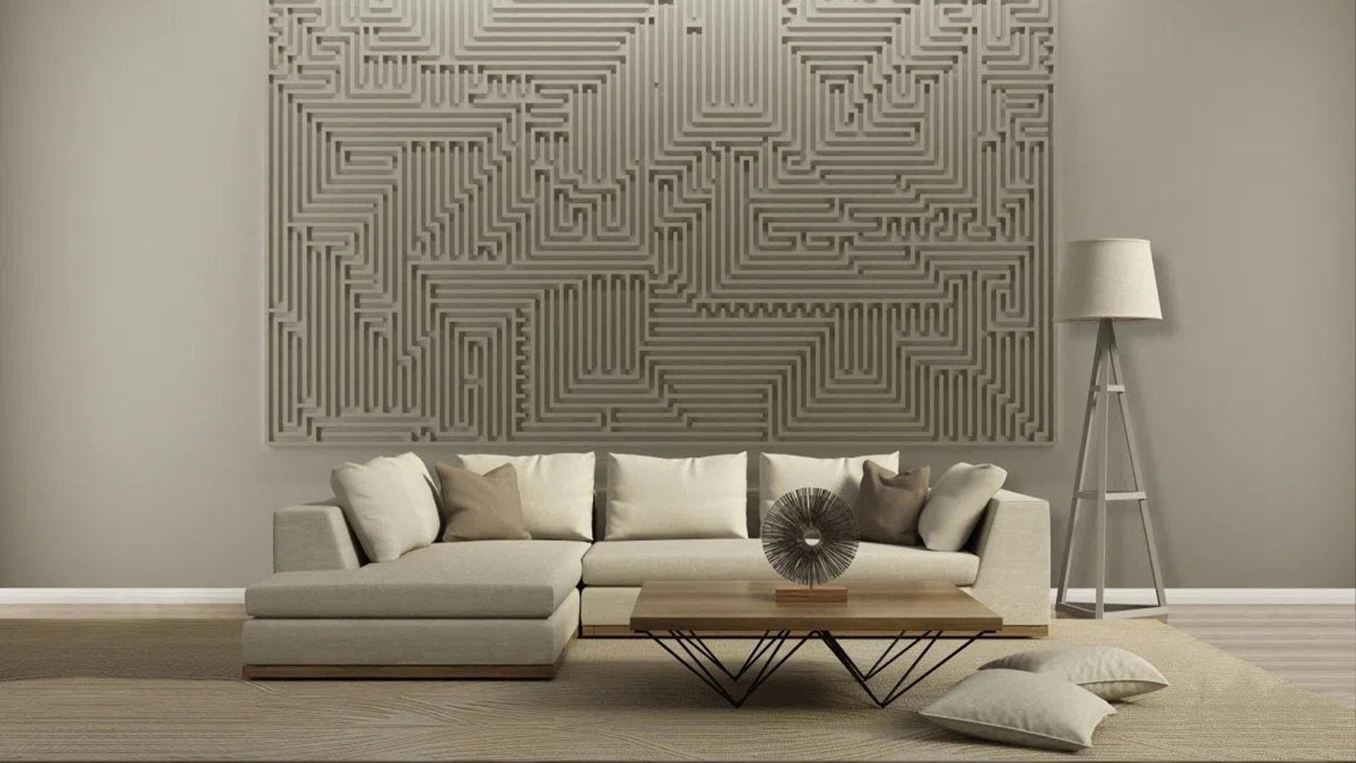 3D Gypsum Wall Panels Mural Set in living room interior ARCHETYPE DecorMania.eu