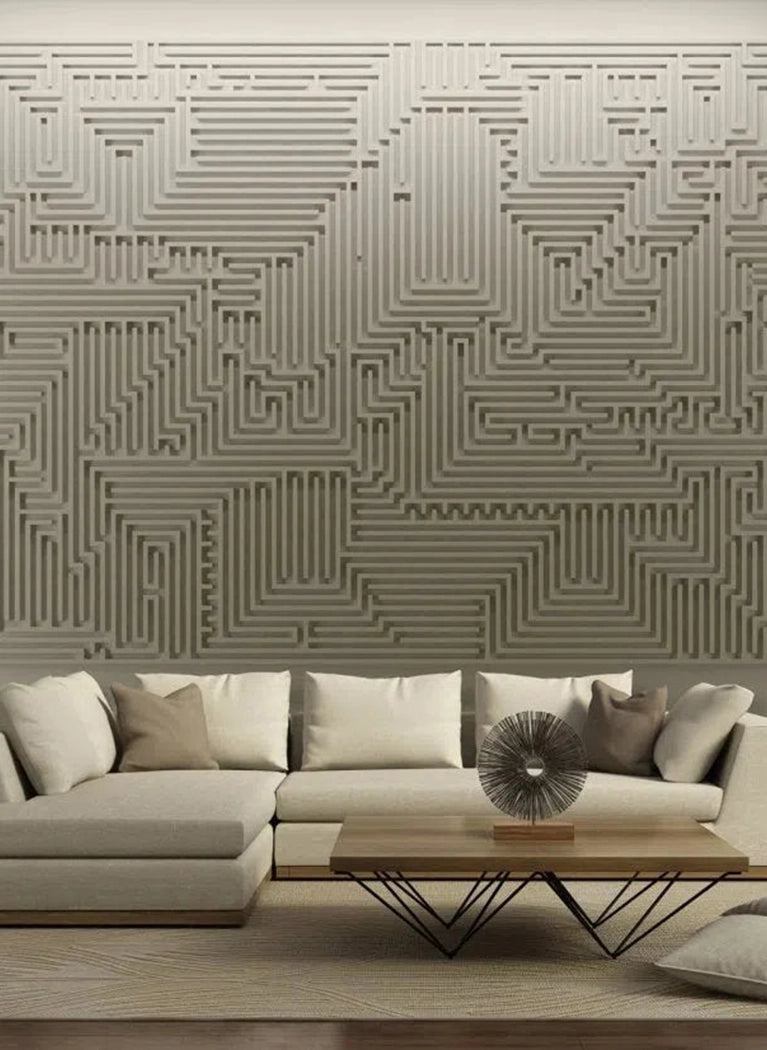 3D Gypsum Wall Panels Mural Set in living room interior ARCHETYPE DecorMania.eu