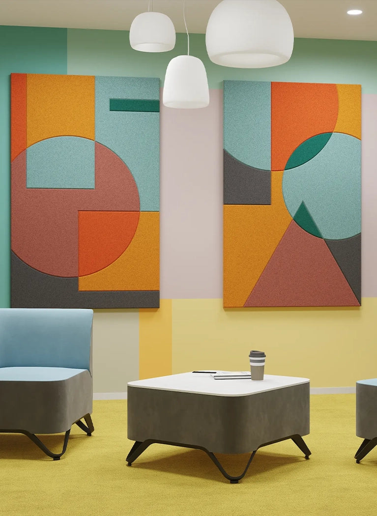 Acoustic Wall Art Panels SHAPES 5 in colorful interior Decormania eu