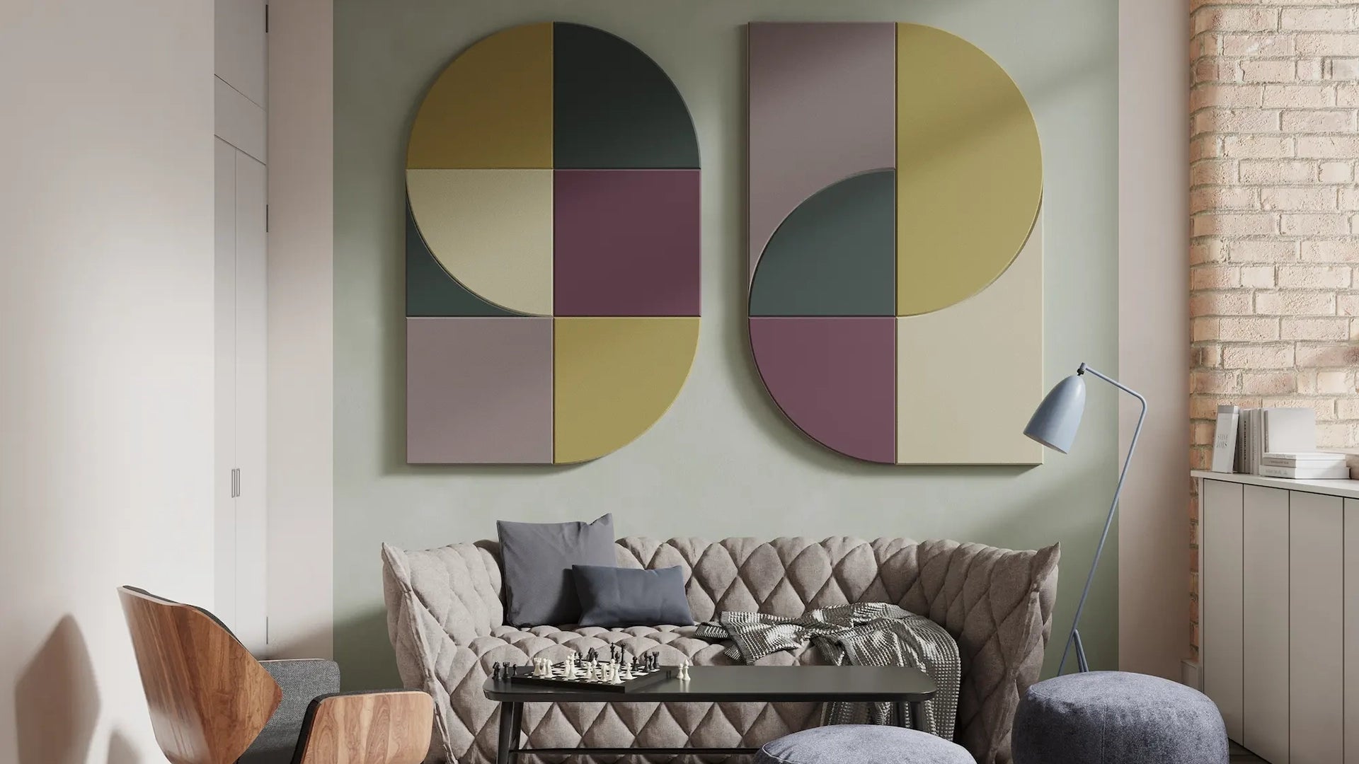 Acoustic Wall Art Panels FAN 5 living room interior Decormania eu