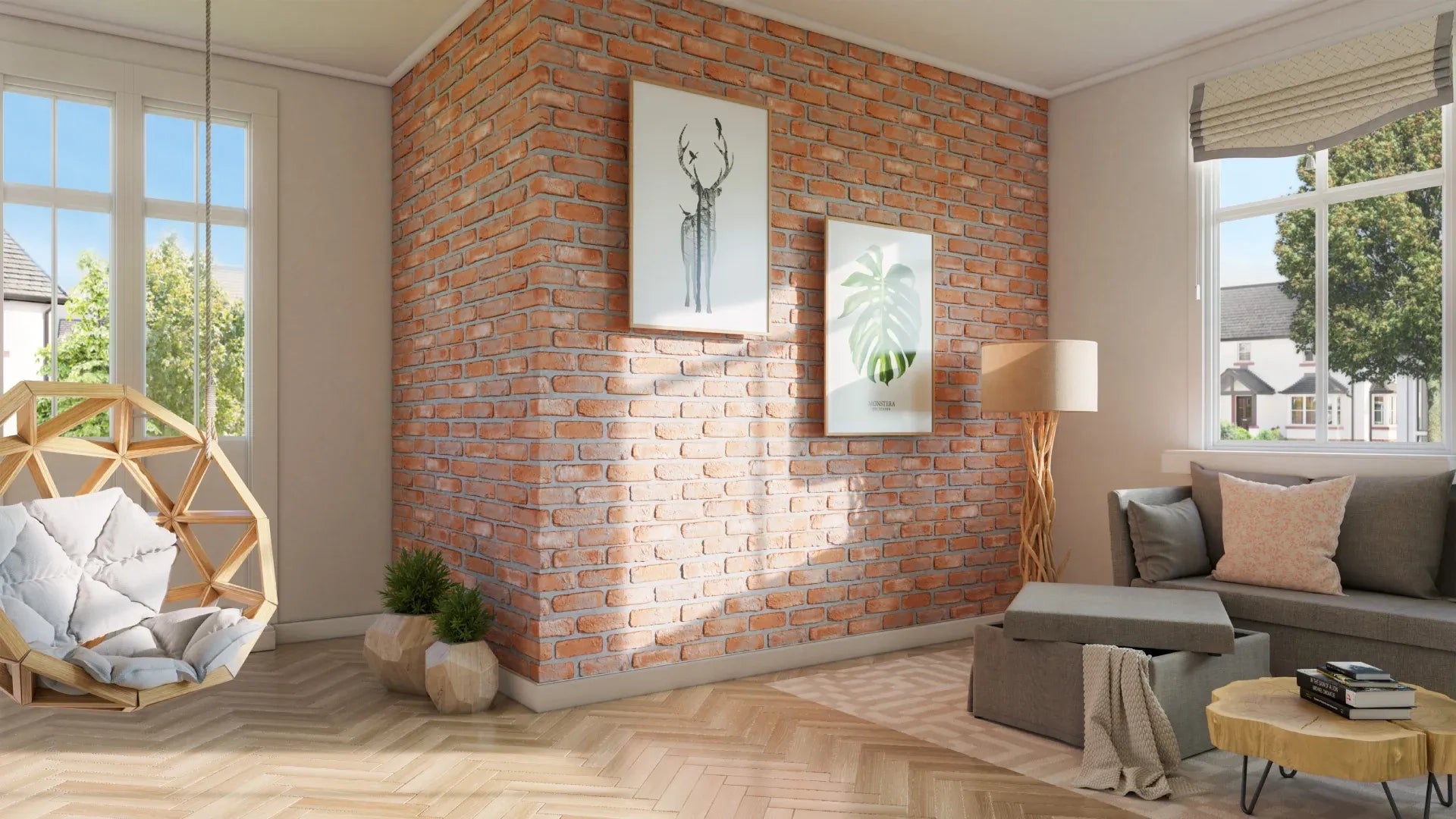 Brick Slips LOFT Gypsum Interior - box red brick feature wall Decormania.eu