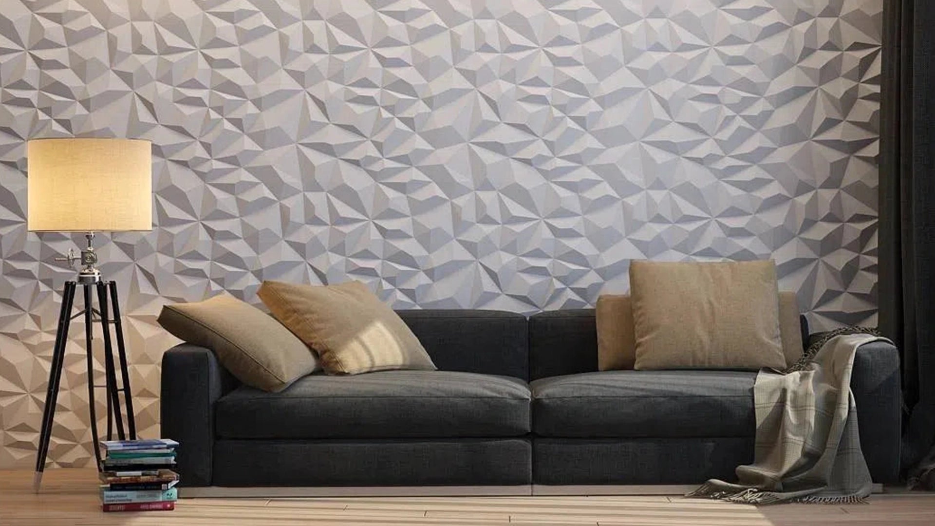RHINESTONE Gypsum 3D Wall Panels  Accent Wall in living room interior DecorMania.eu