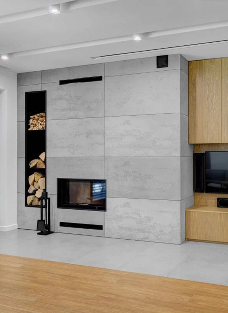 Concrete Wall Panel INTERIOR 60 x 30 cm in modern living room interior DecorMania.eu