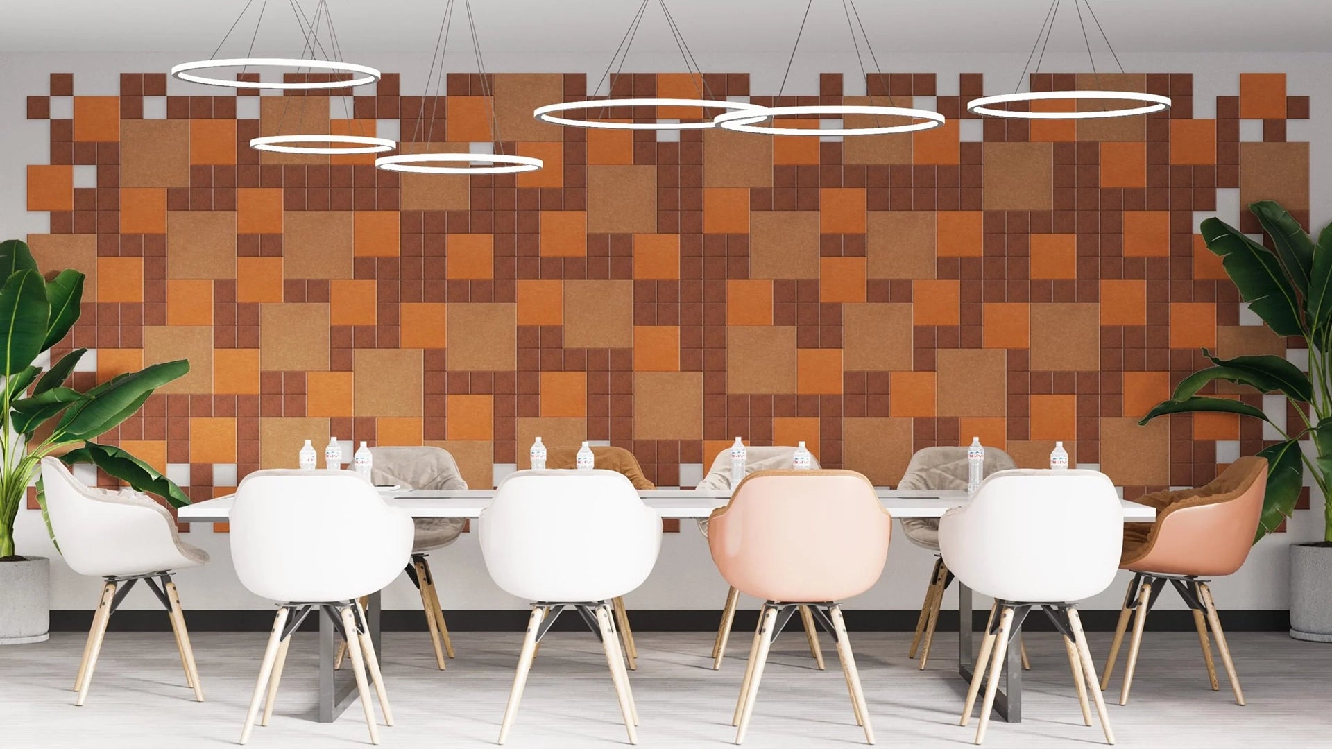 Decorative 3D PET Felt Wall Tiles - SQUARE 20x20 feature wall in dining room Decormania.eu