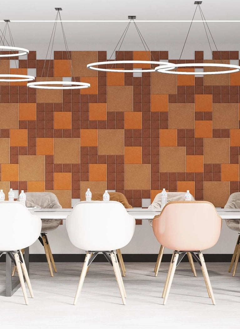 Decorative 3D PET Felt Wall Tiles - SQUARE 20x20 feature wall in dining room Decormania.eu