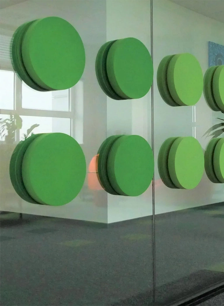 Decorative Glass Wall Panels - Acoustic Dot L green composition DecorMania.eu