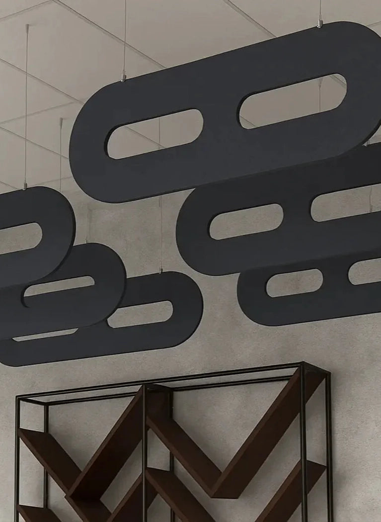 Felt Ceiling Acoustic Baffles - OVAL in modern interior DecorMania EU