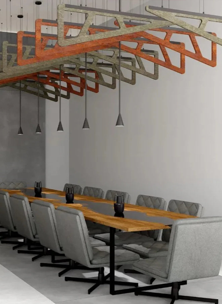 Felt Ceiling Acoustic Baffles - SLANT in conference room interior Decormania EU