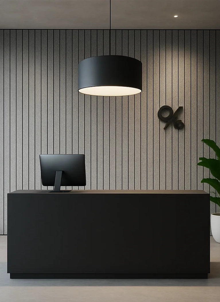 Felt Slatted Acoustic Wall Panels 5 in reception interior DecorMania EU