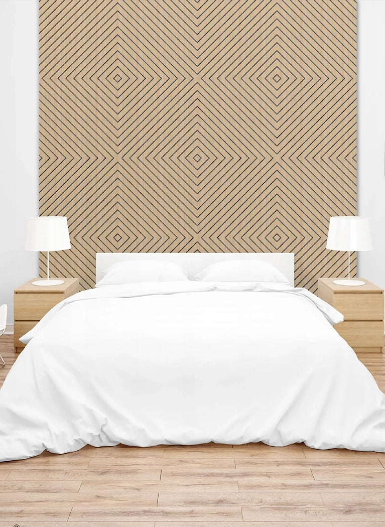 Felt Slatted Acoustic Wall Panels 1 in bedroom interior DecorMania EU