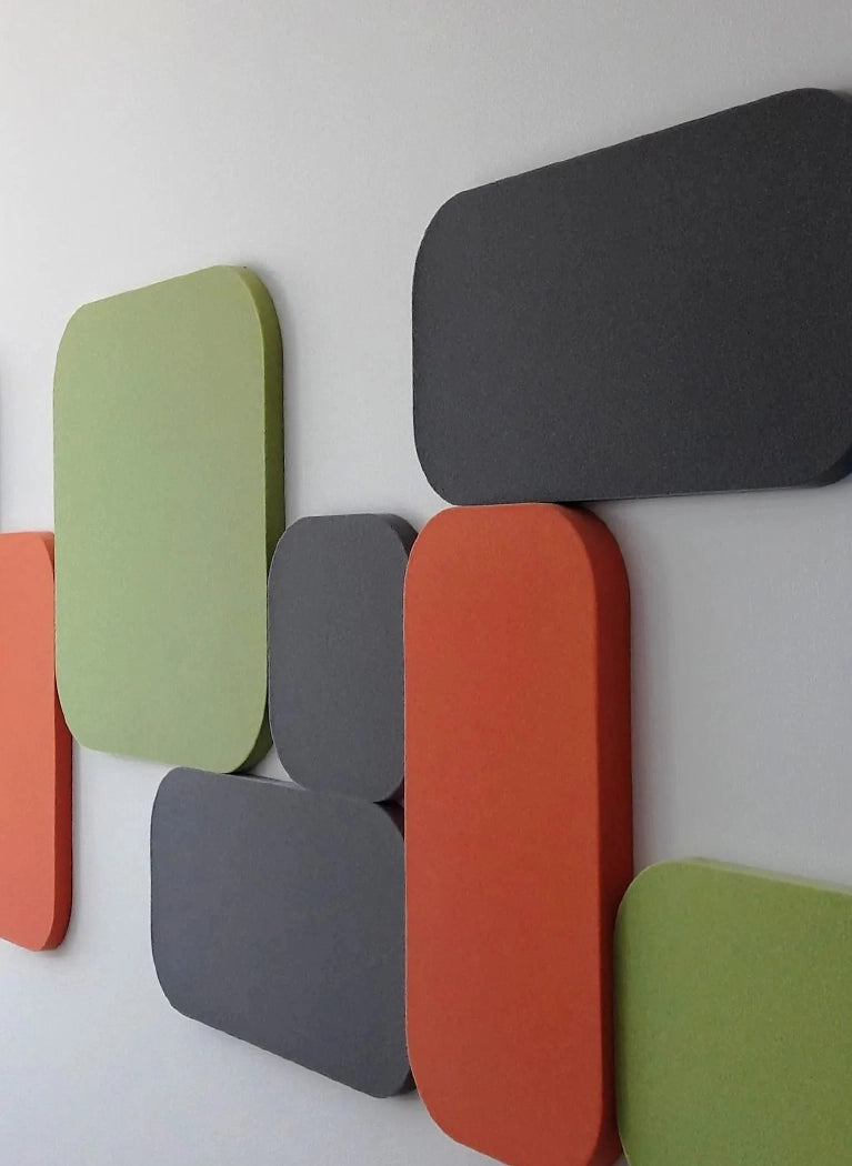 Fluffo FIRE-RESIST Acoustic Wall Panel composition on white wall