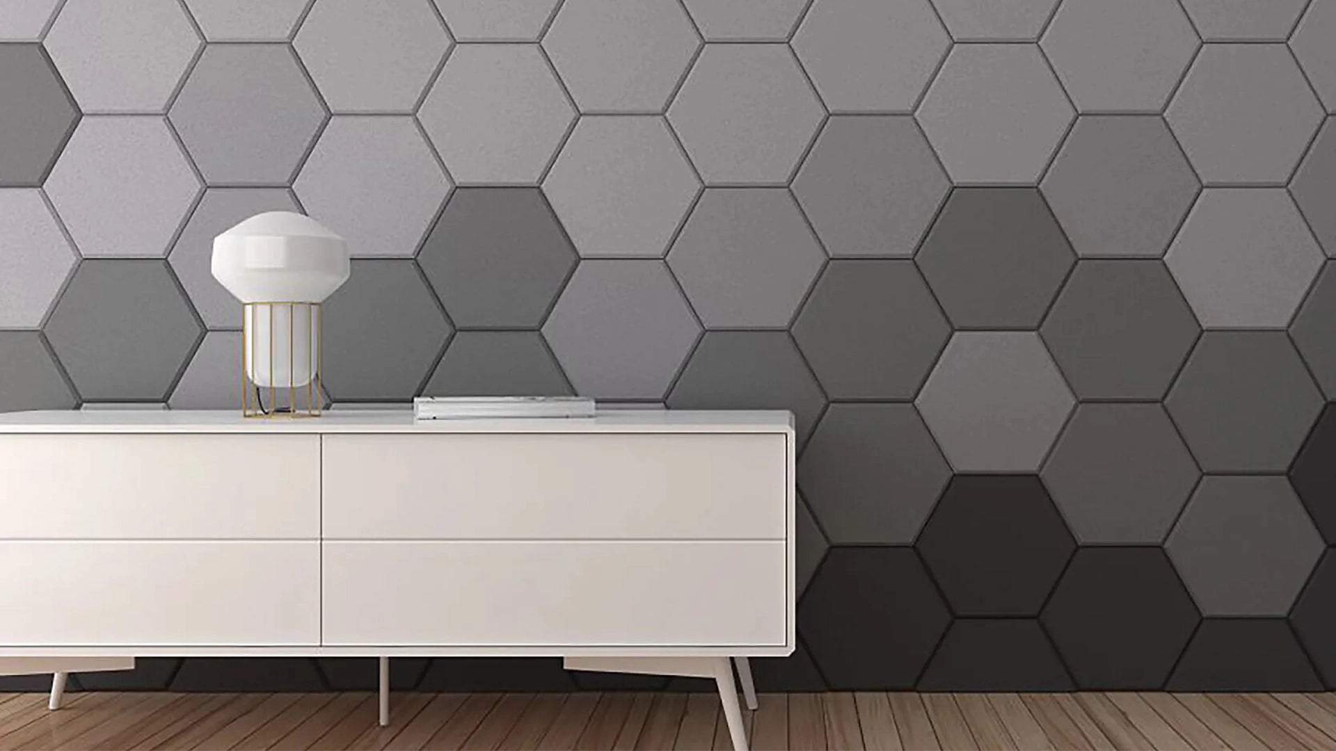 Fluffo IZO Soundproof Soft Wall Panel HEXA grey composition