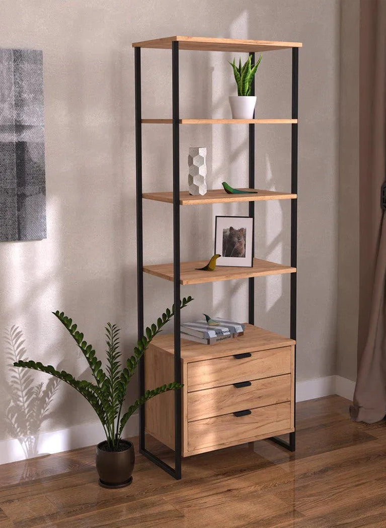Bookstand LOFT Oak Black in cozy interior DecorMania.eu