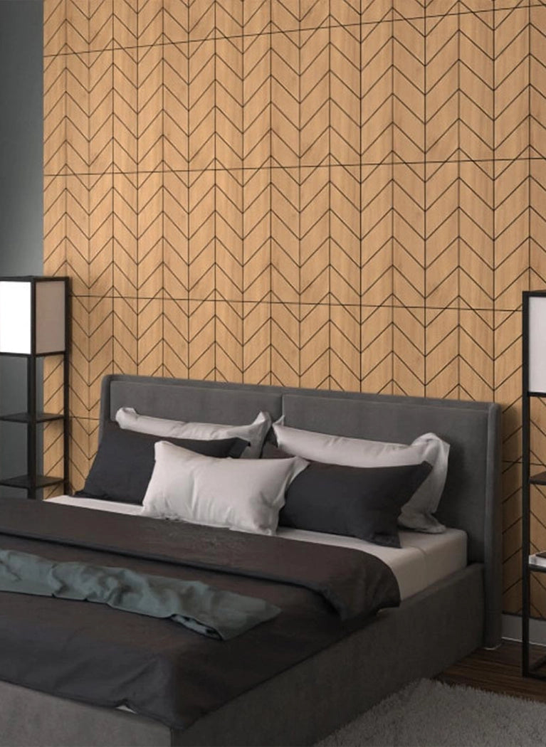 GrooveCraft Milled Acoustic Wall Panels MDF in bedroom interior Decormania