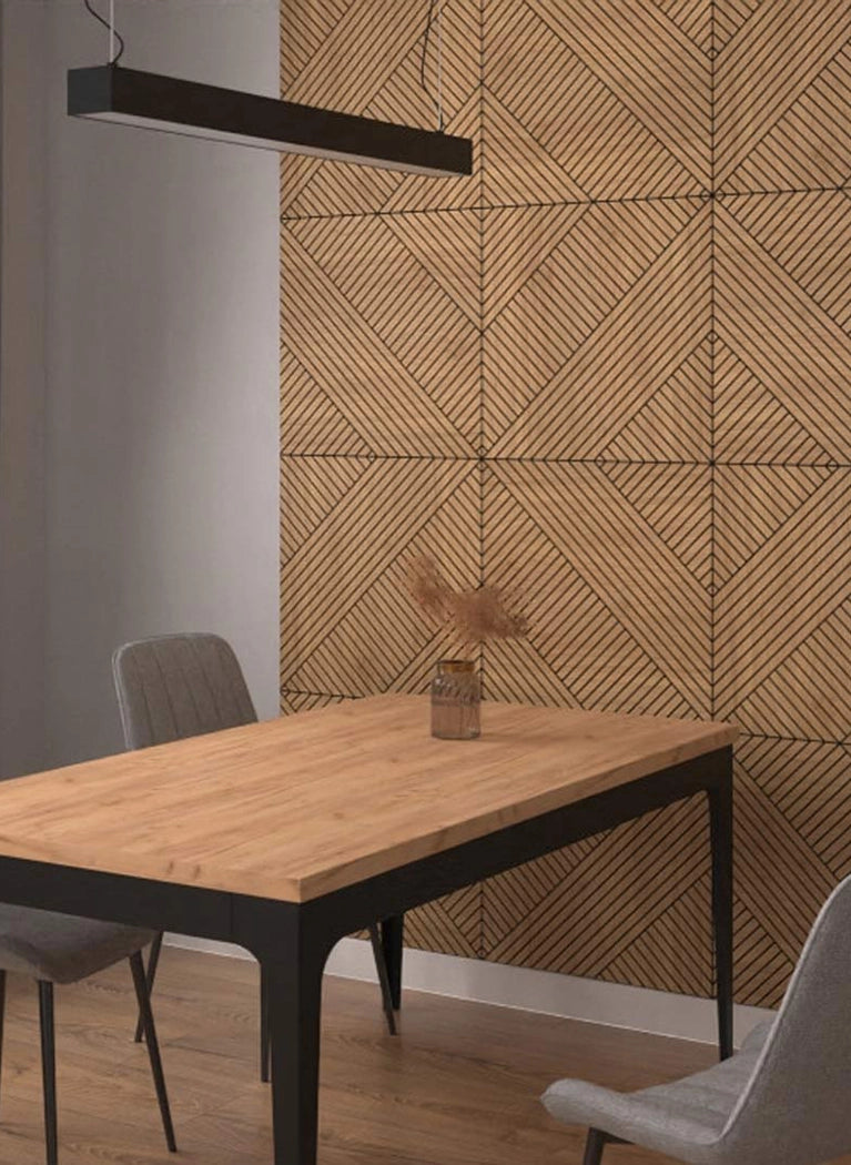 GrooveCraft Milled Acoustic Wall Panels MDF in dining room interior Decormania