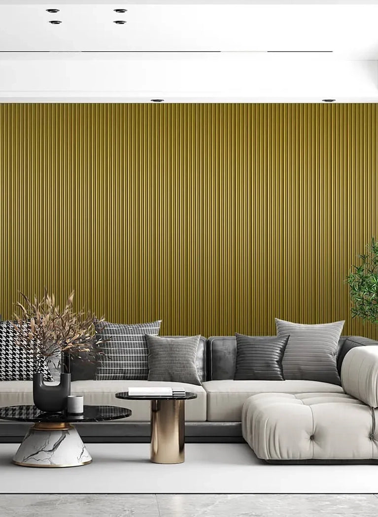 MDF Fluted Wall Panels in modern living room interior DecorMania.eu