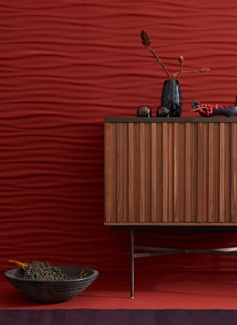 LIQUID 3D Polyurethane Wall Art Panel in red colour interior DecorMania.eu