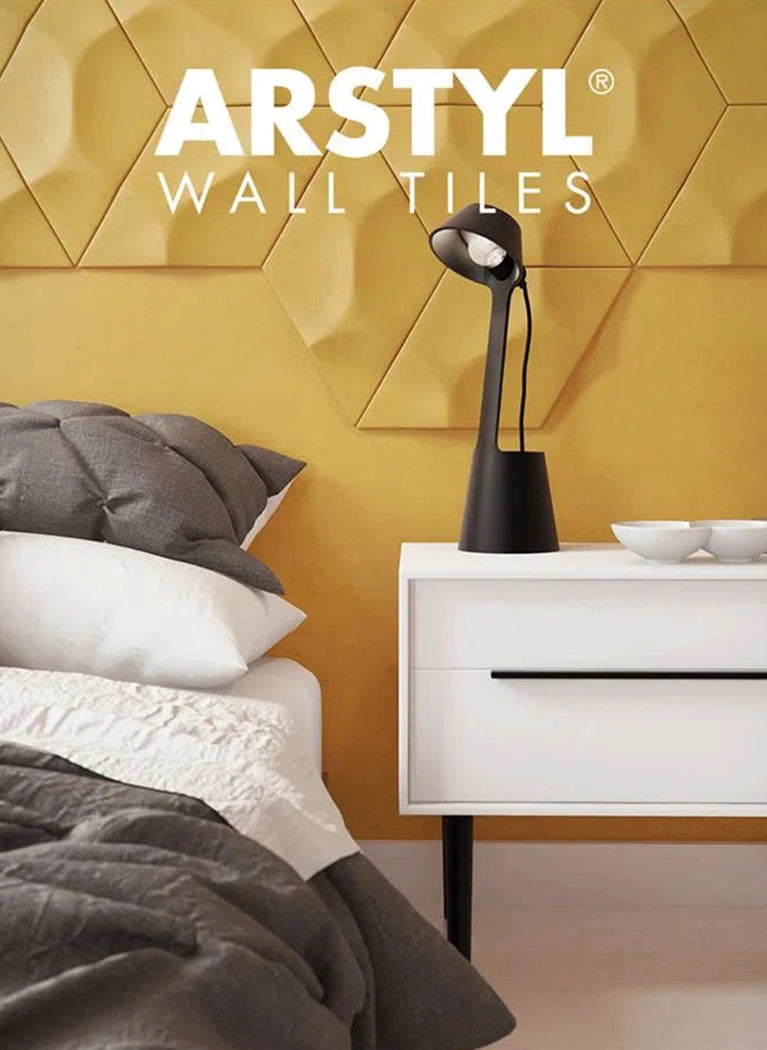 ICON 3D Polyurethane Wall Art Panel in yellow bedroom interior DecorMania.eu