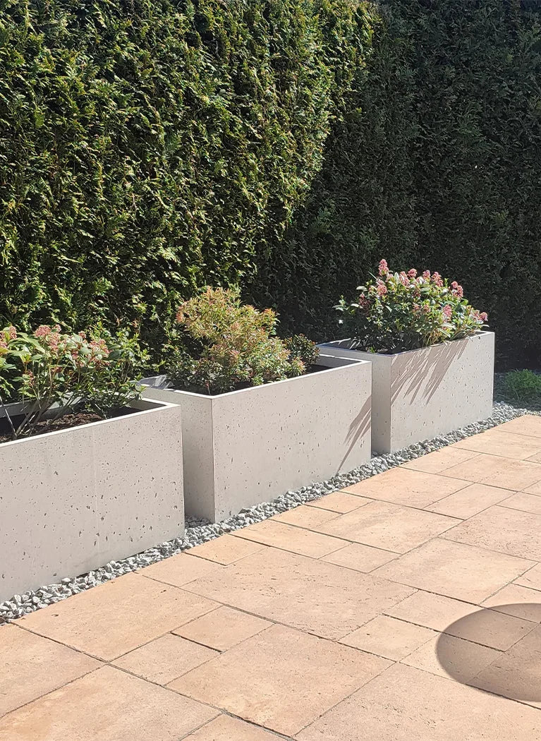 Outdoor Concrete Planters in the garden outside Decormania eu