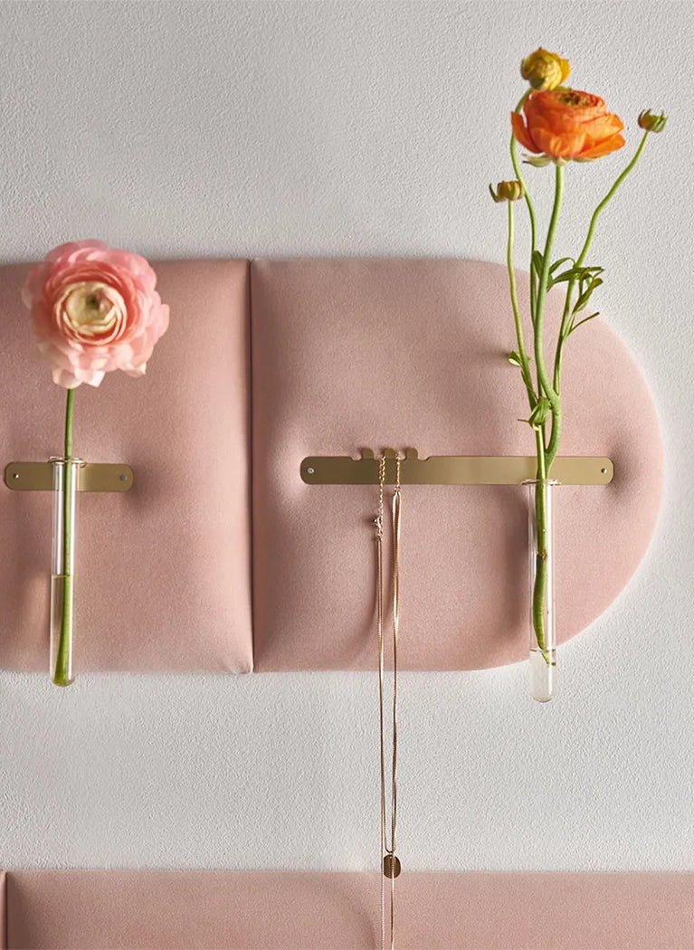 Padded Wall Boards Accessories - Decorative Strip 1 Gold on pink panels Docormania.eu Padded Wall Panels Set