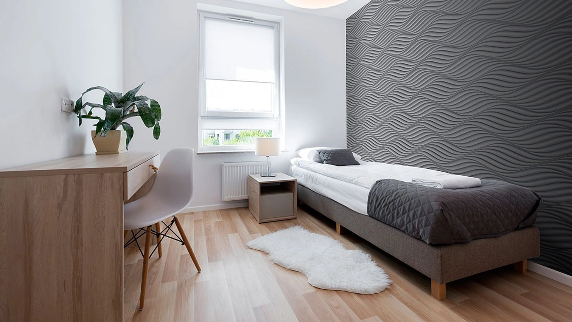 THE WIND Polystyrene Wall Art – 3D Decorative Panels in bedroom interior DecorMania.eu