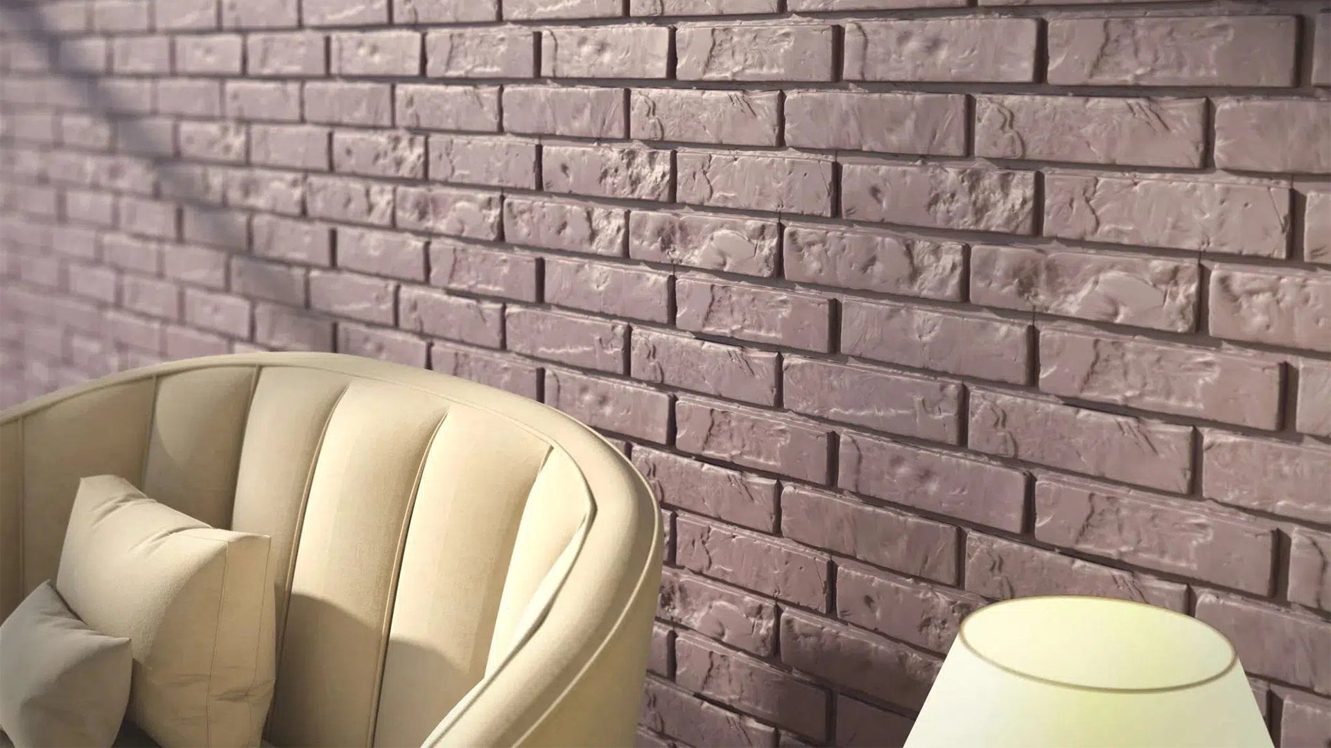 OLD BRICK Polystyrene Wall Art – 3D Decorative Panels pink colour living room interior DecorMania.eu