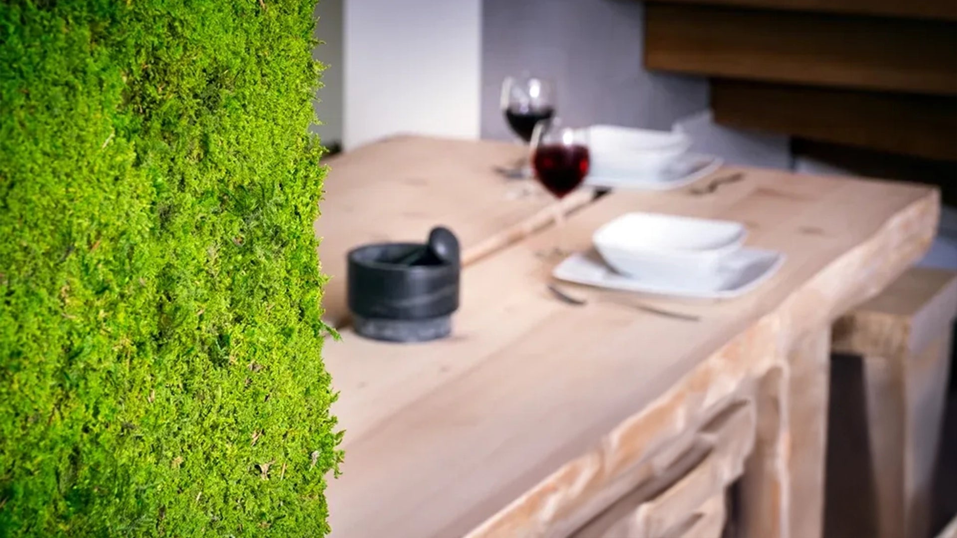 Frameless Flat Moss Wall Panels Square  Preserved Moss wall decor closeup on white background DecorMania.eu